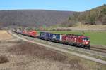 193 555 TXL mit einem KLV-Zug bei Harrbach am 27.02.2019