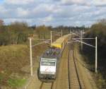 185 540-2  Kassel Huskies  der TX Logistik brachte am 11.03.09 den DGS 43141 von Lbeck-Skandinavienkai nach Verona. Aufgenommen kurz vor Reinfeld (Holst.).