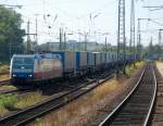 185 512 (Rostock Port) mit DGS 43888 Verona Q. E. - Lbeck Skandinavienkai (Sdl.) am 15.8.2009 durch Gttingen