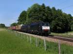 Die ES 64 F4-038 und die ES 64 F4-023 mit einem KLV-Zug am 25.05.2012 unterwegs bei Vogl.