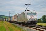 185 539 der TXLogistik legt sich mit einen KLV in die Kurve vor Karlstadt(Main) (04.07.2013)