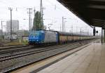 185 513-9 der TX-Logistik mit geschlossenen ARS-Autotransportwagen in Fahrtrichtung Süden. Aufgenommen in Bremen Hbf am 19.06.2014.