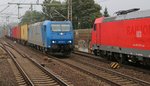 Begegnungen: 185 513-9 der TX Logistik begegnet auf ihrer Fahrt mit einem Containerzug Richtung Seelze der aus dieser Richtung kommenden 185 253-2.