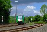 VT 210 (ein CORADIA LINT 27) der vectus Verkehrsgesellschaft mbH fhrt am 30.05.2010 vom Bf Westerburg/Ww Richtung Hachenburg und Altenkirchen auf der Oberwesterwaldbahn (KBS 461).