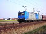 185 519-6 und 185 530-3 der VPS am 16.04.2009 bei Vhrum Richtung Hannover unterwegs