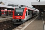 Ausfahrt am 21.03.2015 von VIAS VT 113.1 (615 113-7) aus dem Südbahnhof in Frankfurt (Main).