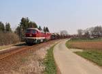 231 012 und 155 110 (WFL) fuhren am 28.03.20 einem Holzzug von Triptis nach Kaufering.