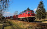 WFL 232 535 am Leerholzzug nach Triptis am 27.02.2022 Zug wurde bis Saalfeld mit einer Elok gebracht welche hier am Ende des Zuges sich befand.