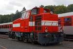 Die WEBA 6 (98 80 3507 016-4 D-WEBA) eine Krauss Maffei M 700 C der Westerwaldbahn, anlässlich der 100 Jahr Feier der Westerwaldbahn mit Tag der offenen Tür, ausgestellt am 31.08.2013 auf