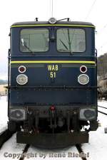 Die WAB 51, von der Bahngesellschaft WAB, stand am 28.1.2007 in Bad Schandau.