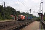 WLE 23 (223 057-1) Westfälische Landes-Eisenbahn GmbH mit einem kurzem Containerzug in Niederndodeleben und fuhr in Richtung Braunschweig weiter.