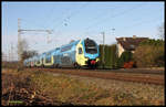 Ab dem 10.12.2017 verbleiben nur die Doppelstock Züge der Westfalenbahn auf der Strecke zwischen Rheine und Kirchlengern. Die normalen ET zwischen Bielefeld und Bad Bentheim werden durch Keolis Züge ersetzt, die nun dort den Nahverkehr übernehmen. 
Hier ist ET 612 am 25.11.2017 um 12.23 Uhr in Wissingen nach Braunschweig unterwegs.