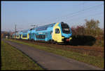 Westfalenbahn ET 612 nach Braunschweig ist hier am 5.11.2020 um 9.39 Uhr bei Ibbenbüren Laggenbeck nach Braunschweig unterwegs.