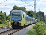 WestfalenBahn ET 401 am Schluss von RE15 Emden - Münster in Rheine, 16.07.2022