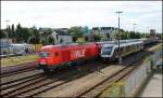 223 056-3 der WLE Lok 22 bei der Einfahrt mit Ihrem Sonderzug in Bahnhof Wilhelmshaven.