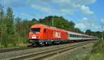 WLE 23 (223 057) mit einem aus einem BB- und fnf Euro-Express-Wagen bestehenden Sonderzug in Richtung Osnabrck (Vehrte, 14.09.14).