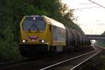 Die H.F. Wiebe 264 011 mit einem Gz Kesselwagen am 22.05.2012 in Dedensen/Gmmer.