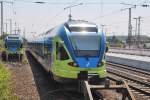 RHEINE (Kreis Steinfurt), 08.06.2013, ET 015 der Westfalenbahn auf dem Abstellgleis im Bahnhof Rheine (links hinten ET 003, ebenfalls abgestellt)