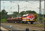 Altmark-Rail 1131 (NOHAB MY 1131) beförderte am 13.10.2024 Seitenkippwaggons von Bebra nach Nürnberg Rbf über die Siebenbogenbrücke in Fürth/Bay.