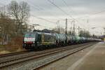 189 280 BEACON mit GATX-Kesselzug in Hilden, Januar 2024.