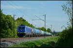 Beacon Rail Capital Europe (BRCE) 185 595-6 mit einem Kesselwagenzug am 28.04.2025 bei Thüngersheim im Maintal. 