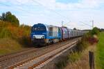 Bentheimer Eisenbahn Vossloh G2000BB Lok 21 (272 409-4) mit VTG Stahlzug in Nieder-M�rlen am 16.10.26