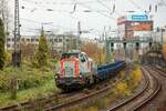 4185 132-2 Bocholter Eisenbahngesellschaft/Nexrail mit Flachwagen in Wuppertal, November 2025.