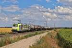 Captrain/ITL 185.548 mit ihrem Kesselzug am 16.7.2026 in Glaubitz bei Riesa
