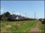 CTL E189 911 am 31.07.08 mit Kesselzug aus Guben in Falkenberg/Elster, mit Fahrtrichtung Leipzig.
