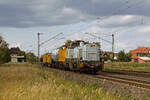 4125 007 von Nexrail schleppte am 08.09.26 f�r ihren Mieter DB Bahnbau 203 311 sowie einen Wasserwagen und die Schleifmaschine  Facette  durch J�trichau Richtung Ro�lau.