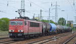 DB Cargo Deutschland AG mit Rpool  155 112-6  [NVR-Nummer: 91 80 6155 112-6 D-Rpool] und einem gemischten Kesselwagenzug am 20.05.19 Bf.