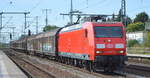 DB Cargo AG [D] mit  145 057-6  [NVR-Nummer: 91 80 6145 057-6 D-DB] und einem Ganzzug Schiebewandwagen am 08.09.20 Bf.