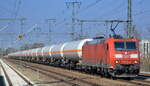 DB Cargo AG [D]  185 191-4  [NVR-Nummer: 91 80 6185 191-4 D-DB] mit einem Ganzzug Druckgaskesselwagen (Propen) am 23.03.22 Durchfahrt Bf.
