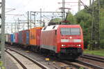 BR 152 156-6 D-DB mit Containern durch HH-Harburg Richtung Norden.