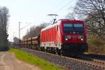 DB Cargo Bombardier Traxx 187 171-4 mit Muldenwagen am 19.03.26 in Maintal Ost
