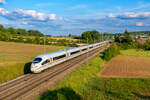 403 004 DB Fernverkehr  Railbow  als ICE 528 (München Hbf - Dortmund Hbf) bei Siegelsdorf Richtung Würzburg, 01.09.2021