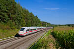412 012 DB Fernverkehr mit einem unbekannten ICE bei Hagenbüchach Richtung Würzburg, 08.09.2021