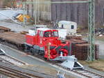 Die Schneefräse 753 203 ( D-DBMP 9980 9590 196-8 ) wartet am 13.3.2026 in Hof Hbf auf ihren nächsten Einsatz.Hoffendlich muss sie recht lange warten.  