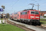 DB 111 092 mit RE 16 (59123) Nürnberg - Augsburg, Augsburg Oberhausen, 19.09.2025