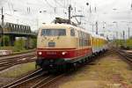 DB 103 222-6 mit Messzug in K�ln Messe Deutz, April 2014.