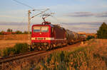Entgegen den letzten Sonnenstrahlen des 07.08.2022, verließ DeltaRail mit der 243 931 und einem Kesselzug den Bahnhof von Stendell gen Frankfurt Oderbrücke.