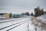 223 066 mit dem ALX 79859 von München Hbf nach Hof Hbf bei Pechbrunn, 04.01.2019