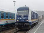 Die ALEX - ER 20, 223 081 ( 9280 1223 081-1 D-DLB ) beim Umsetzen im verregneten Schwandorf am 23.2.2026