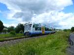 Vogtlandbahn VT 64 (9580 0650 064-8 D-DLB) verl�sst Gera am 7.6.2026 in Richtung Weischlitz.