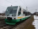 Der VT 34 der Vogtlandbahn am 23.02.2009 bei der Einfahrt in Hochstadt.