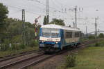 Am 19.09.2026 fuhr 628 150 der EVB als Moorexpress durch den Bahnhof Bremen Walle