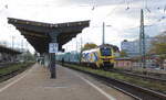 EVB 2159 131-0  Zelos  rollte am 19.10.2026 in Magdeburg-Neustadt mit einem leeren Holztransportzug zum Betriebshalt heran.