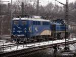 zweimal EVB : 140 759-2 und eine G 1700 BB waren abgestellt am 24.01.14 beim bhf hh-harburg