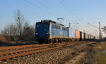 140 621 der EGP führte am 20.01.19 einen Containerzug durch Greppin Richtung Dessau.