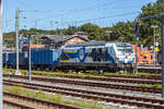 EGP Lok 247 904 in Bergen auf R�gen beim Zur�cksetzen mit Ea-Wagen.